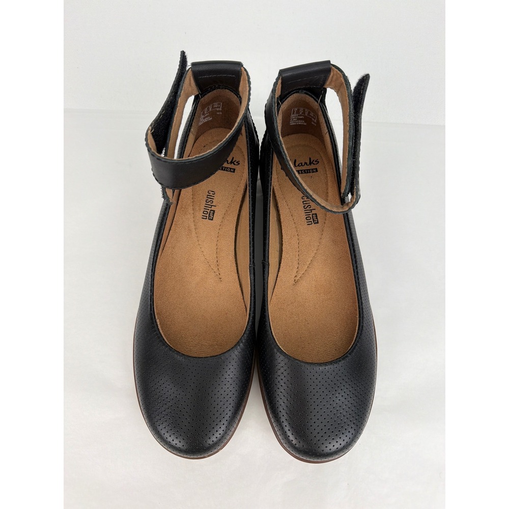 NEW Clarks Medora Nina Ballet Flats 7.5 Black Leather Ankle Strap Comfort Casual